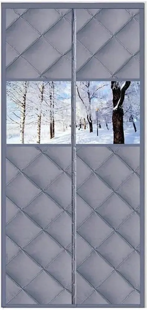 Rideau de porte thermique pour hiver, magnétique et phonique gris 90x210cm