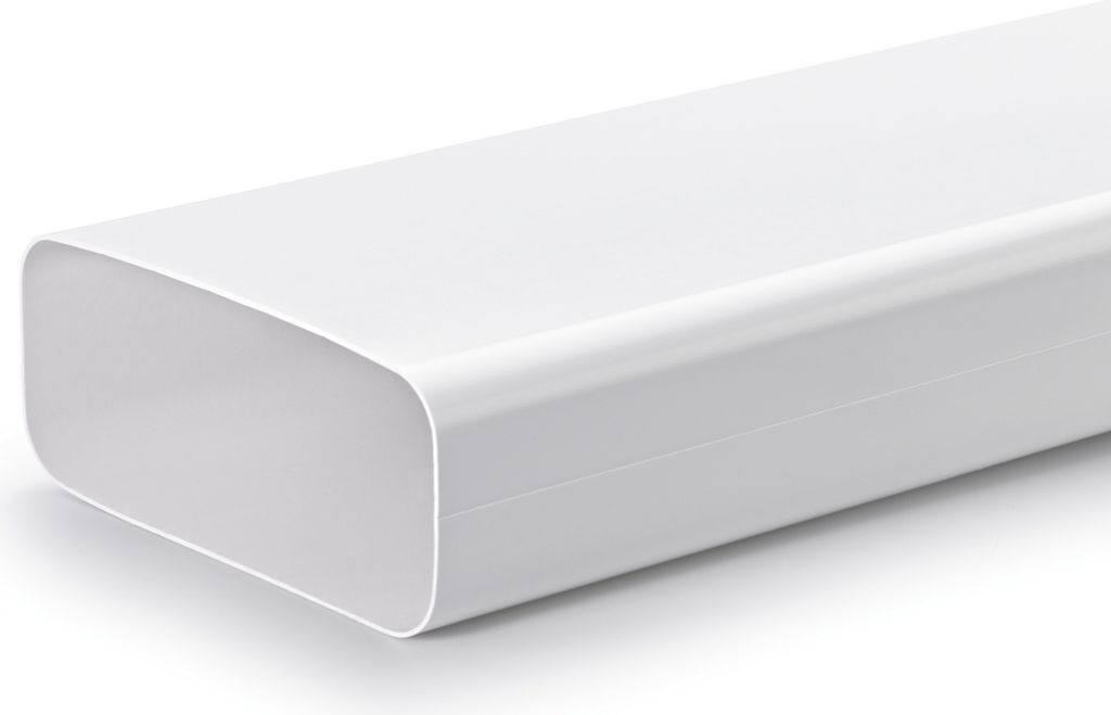 A white rectangular duct with rounded edges, shown from a slight diagonal angle against a white background.