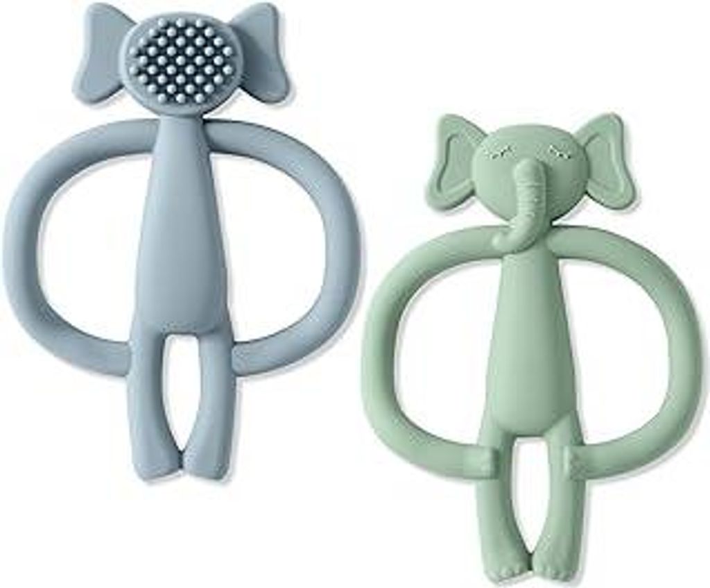 Vicloon Baby Beißspielzeug,2 Stück Baby Spielzeug und Zahnungshilfe für 3 6 9 Monate,Kinderzahnbürste Zahnungshilfe,Beißring aus Silikon BPA-f...