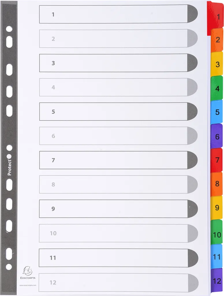 Intercalaires A4 pour Organisation de Dossier 12 Touches 160g 1112E