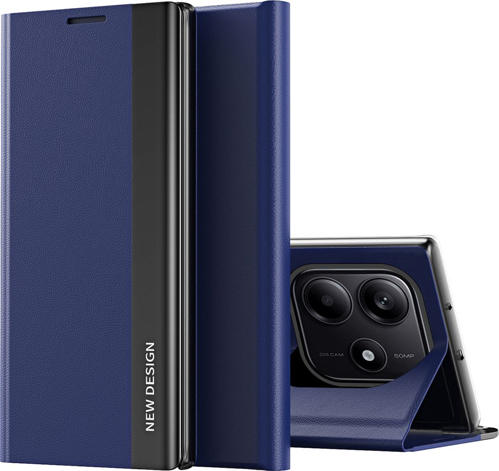 Hülle für Xiaomi Redmi Note 14 5G Kunstleder Klapphülle Schutzhülle mit Standfunktion Navy blau