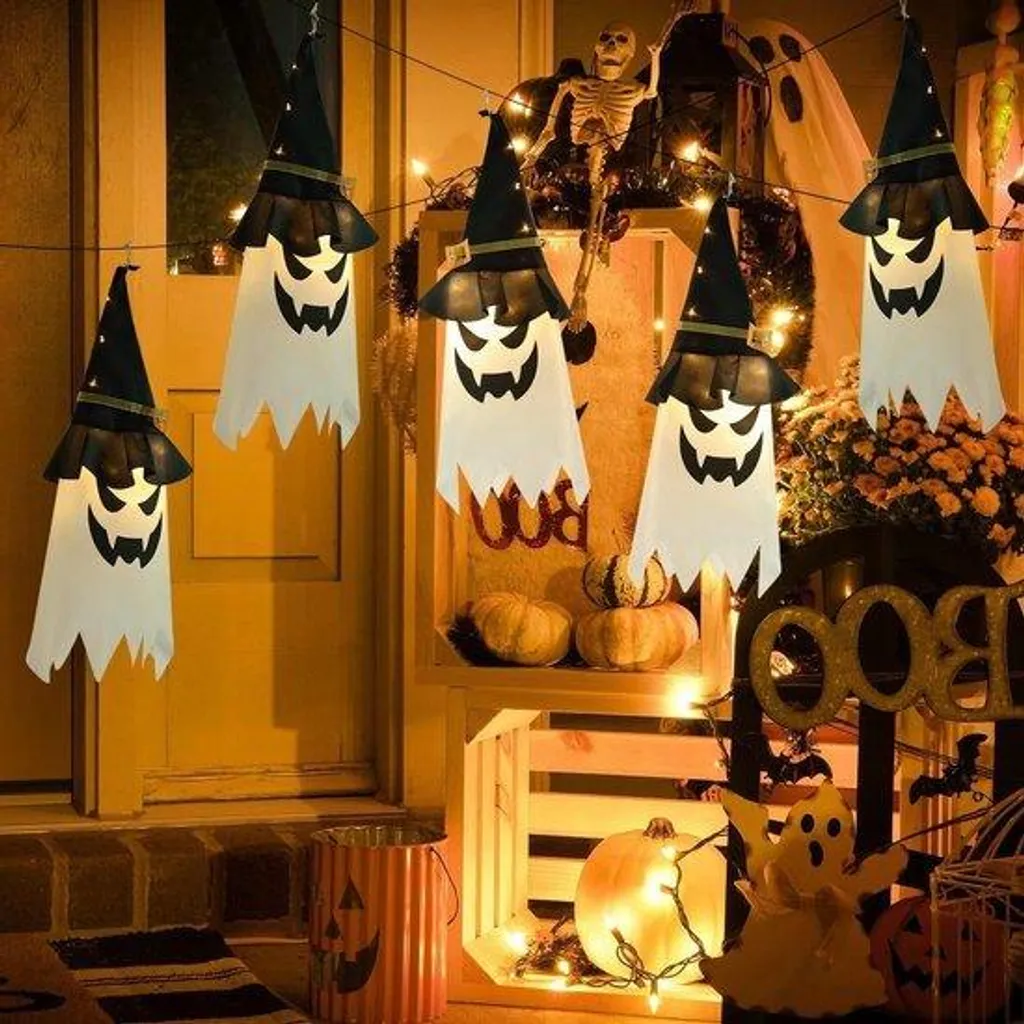 Décoration Halloween Chapeau de sorcière lumineux LED pour le jardin