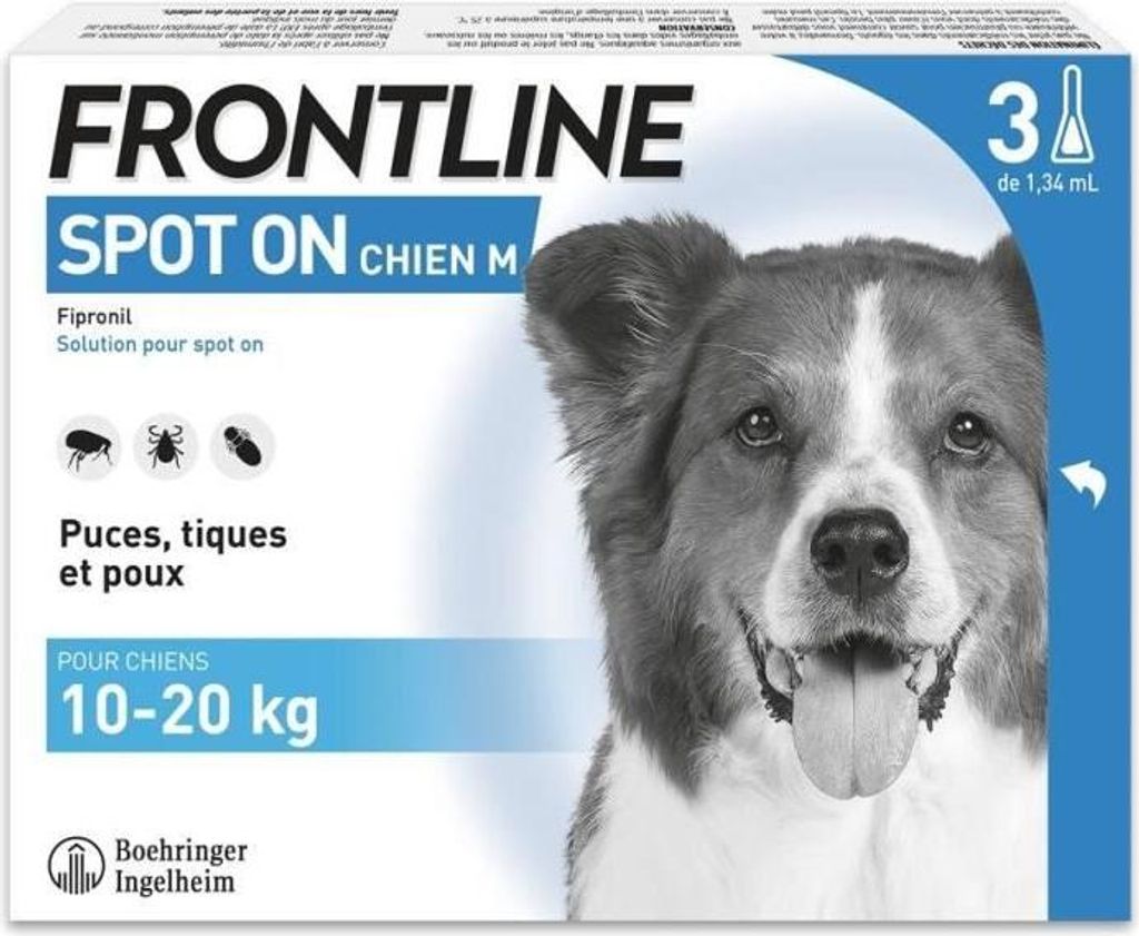 FRONTLINE 3 SPOT ON Antiparasitäre Pipetten für Hunde - 10 bis 20 kg - Flöhe, Zecken, Läuse