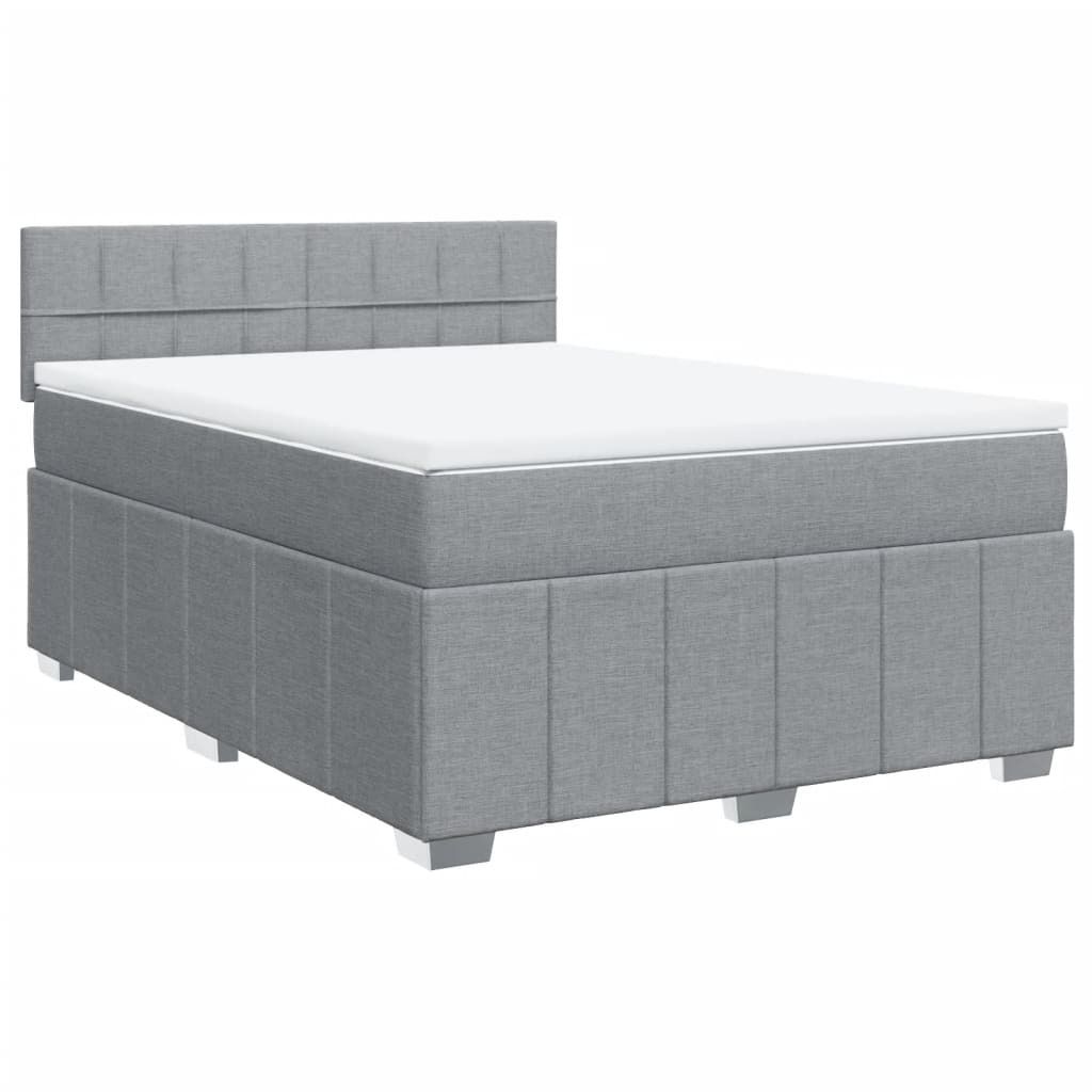 SYFAX Boxspringbett mit Matratze Hellgrau 140x190 cm Stoff