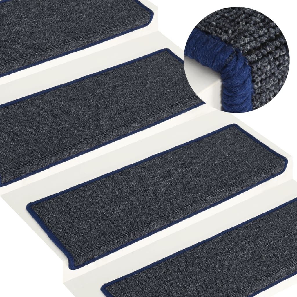 "im Angebot" Stufenmatten 15 Stk. 65x21x4 cm Dunkelgrau und Blau Rechteckiger Rand - Stufenmatten CC10240