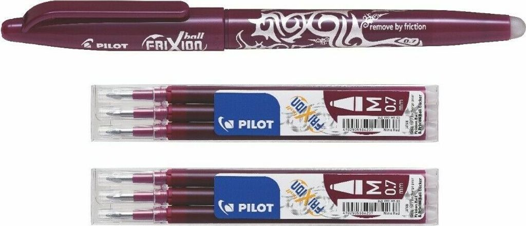 Pilot Frixion Ball weinrot + 6 Ersatzminen 0.7 weinrot