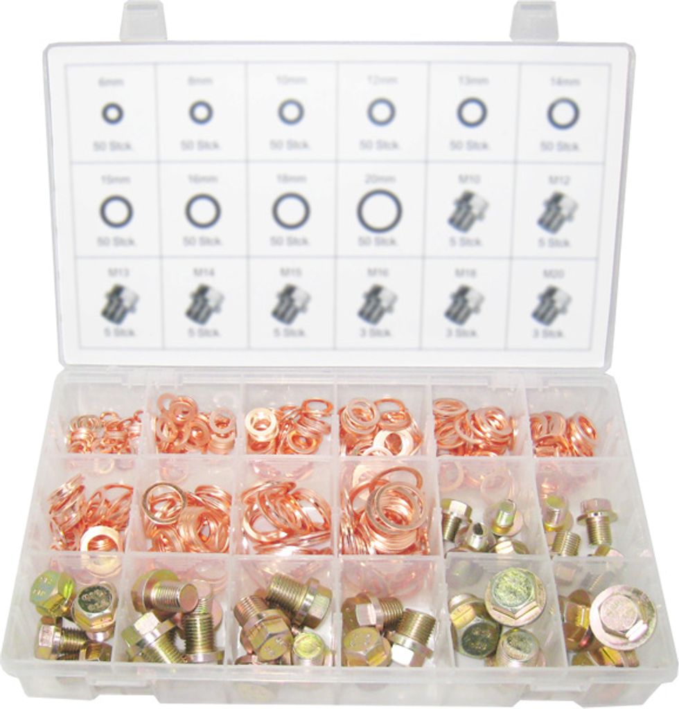 Schrauben- und Kupfer Dichtring / Unterlegscheiben Sortiment, 534-tlg. M10-M20