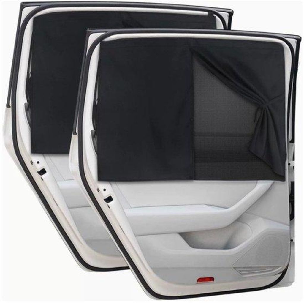 Doppeltes Auto-Raam-Schattensystem (Set von 2, 71x47 cm) für Rücksitz - Magnetisch befestigt, Privacy & Anti-Sonnenblende, luftdurchlässiges Net...