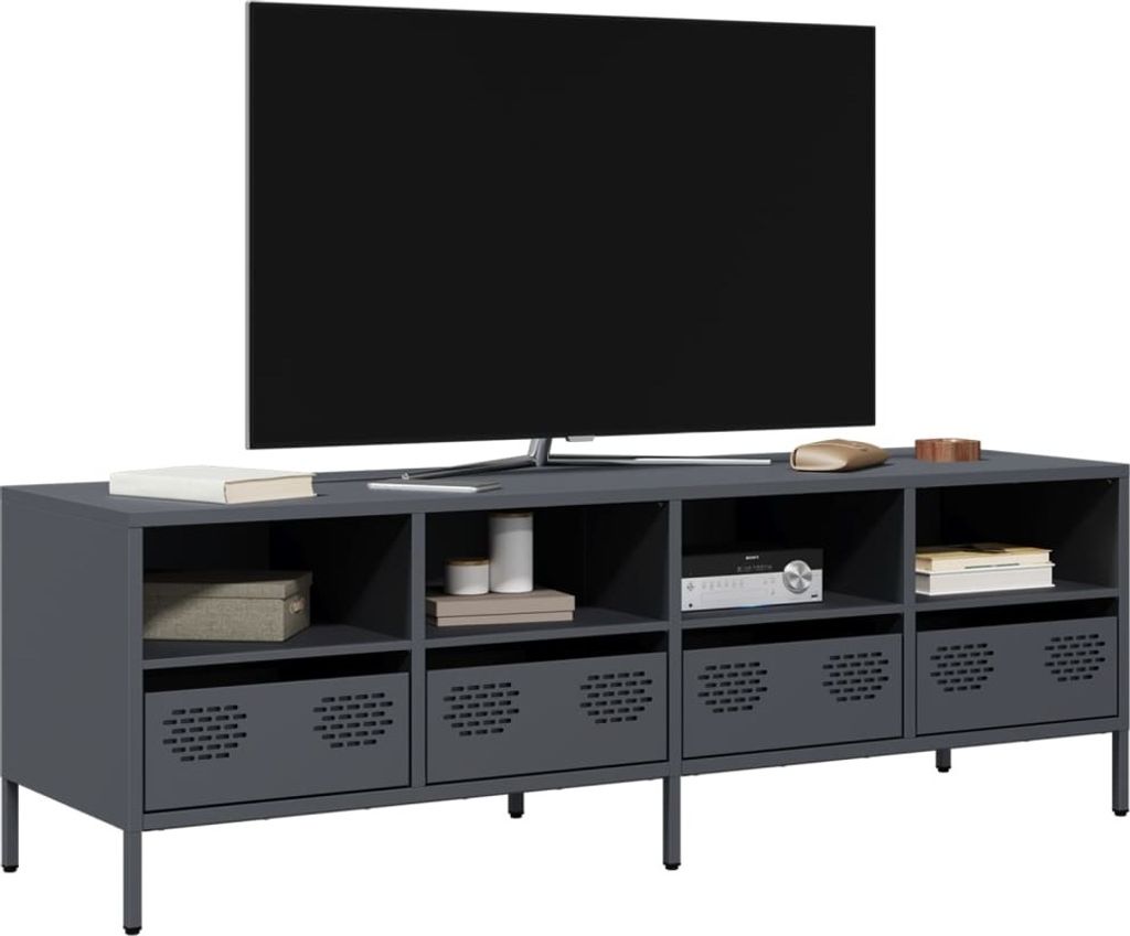 "Rabatt" TV-Schrank - Fernsehschrank - TV-Lowboard - Anthrazit 135x39x43,5 cm Kaltgewalzter Stahl - TV-Schränke CC23763