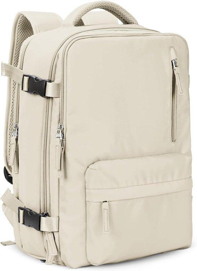 Große Reisehandtasche Damen mit 17-Zoll-Laptopfach, Wasserfest und USB-Ladestation - Beige Reisetrolley für Frauen - Große Reisebegleiterin mit ...