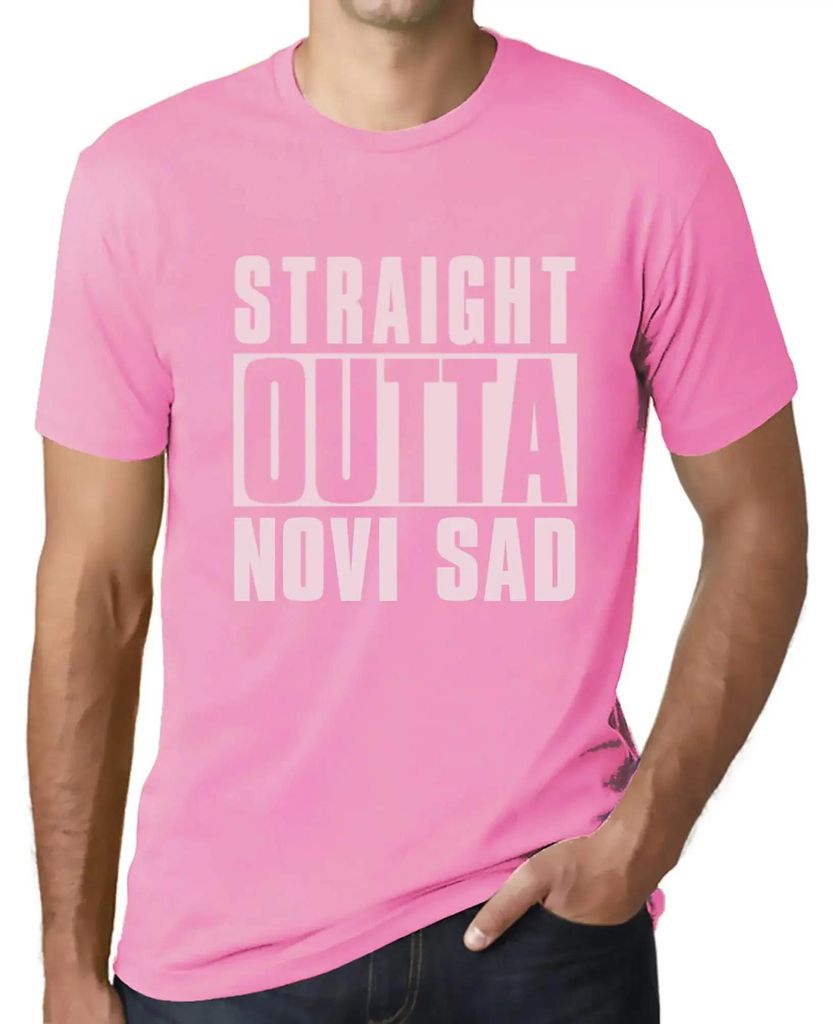 Herren Grafik T-Shirt Straight Outta Novi Sad Öko-Verantwortlich Vintage Jahrgang Kurzarm Lustige Druck Geburtstag Geschenk Mann