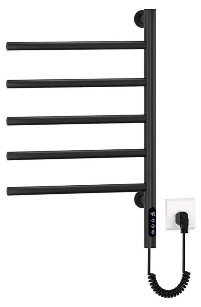 Porte-serviettes électrique tactile à température réglable en noir