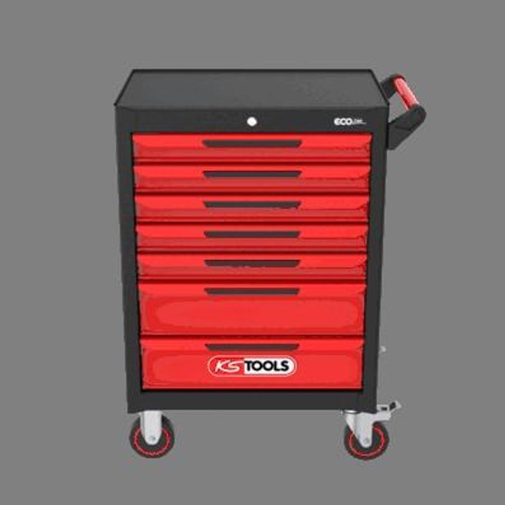 KS Tools ECOline SCHWARZ/ROT Werkstattwagen mit 7 Produktbild 