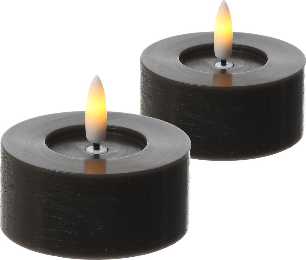 LED Maxi Teelichter LINA - Rustik-Optik - Echtwachs