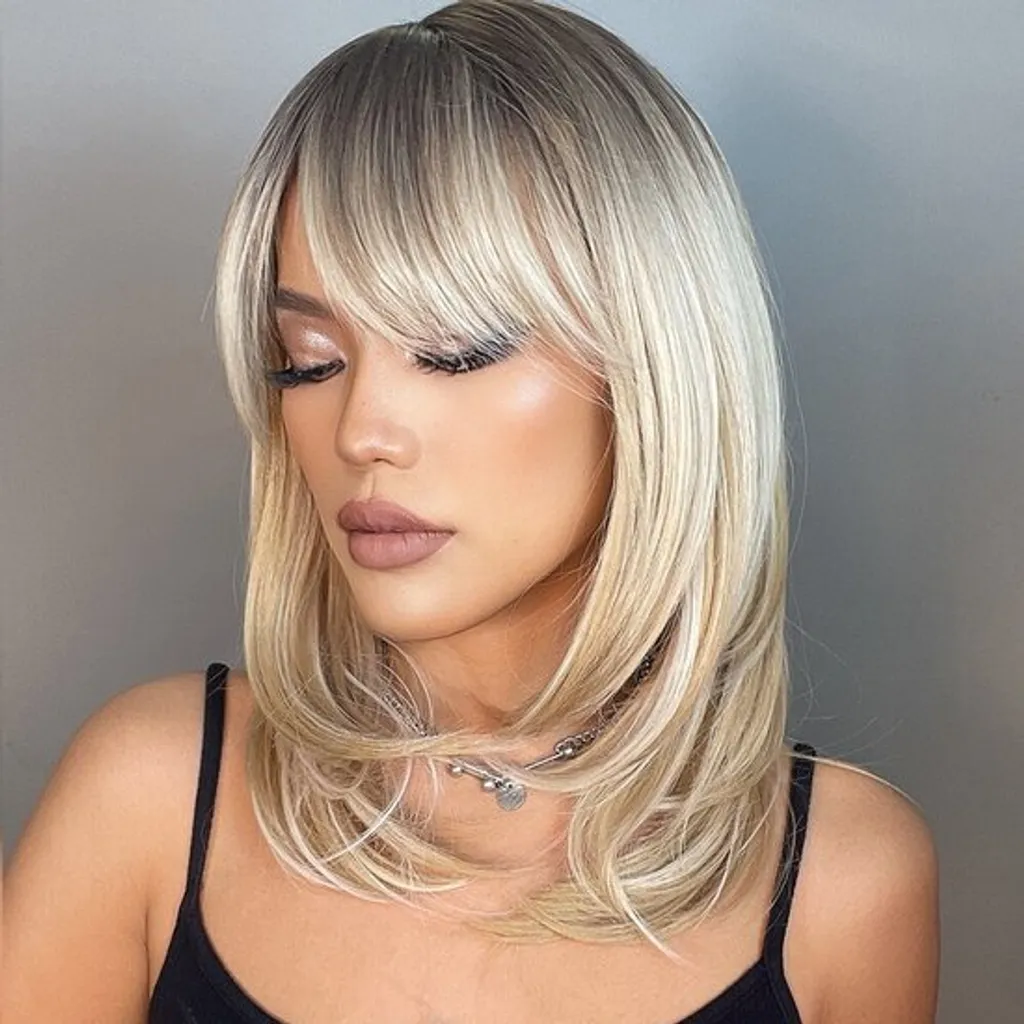 Perruque blonde lavable et peignable haute qualité 50 cm ombre