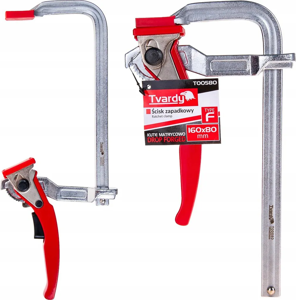 GEKO T00580 Pinza a Cricchetto Tipo F 160x80mm Acciaio Forgiato