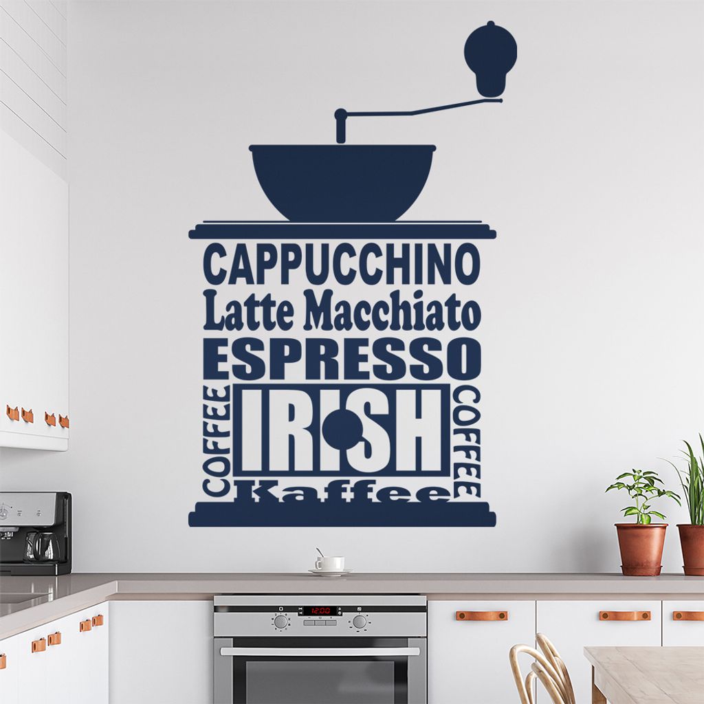 Kaffee Kaffeemaschine Wandtattoo in 6 Größen - Wandaufkleber Wall Sticker - Dekoration, Küche, Wohnzimmer, Schlafzimmer, Badezimmer