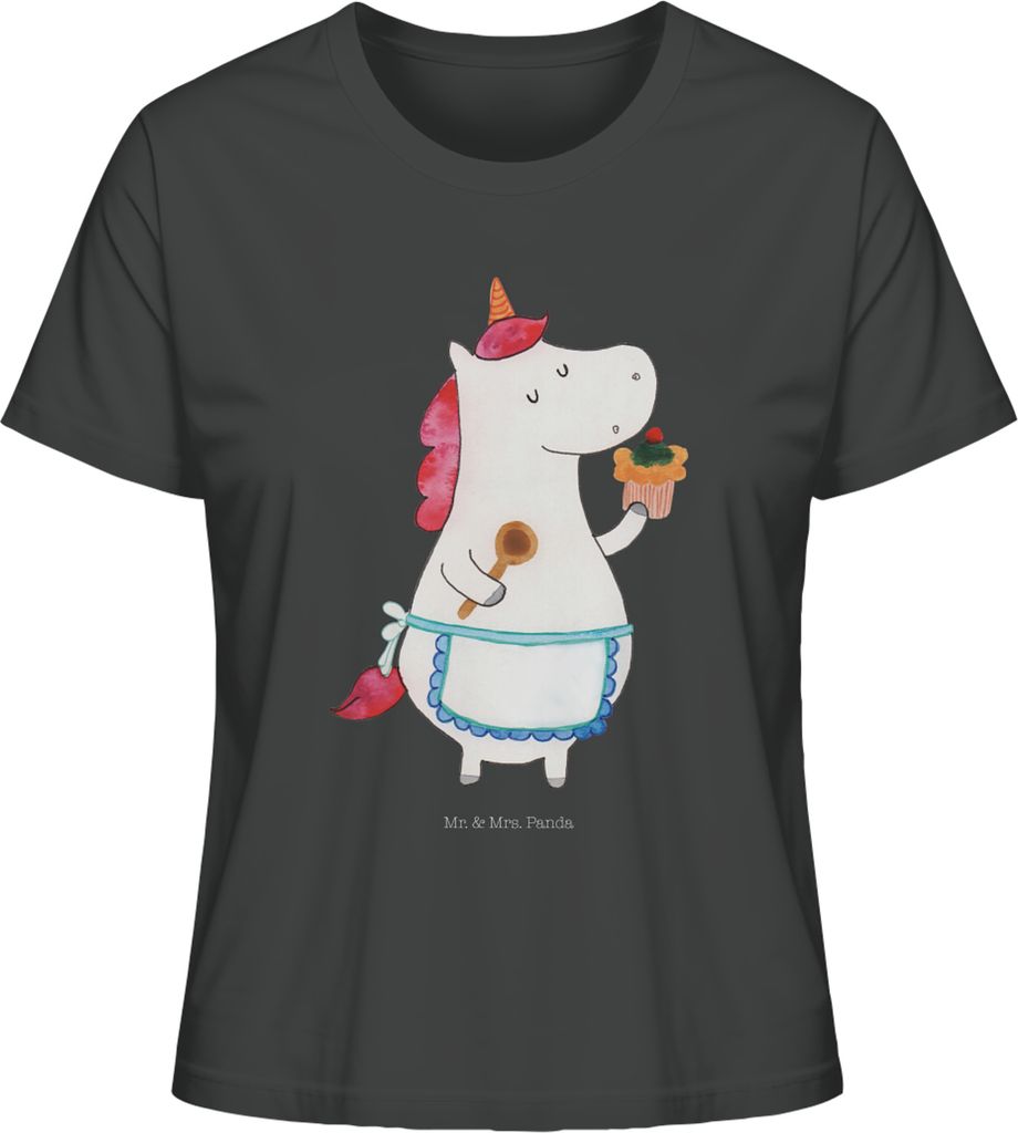 Mr. & Mrs. Panda Shirt Damen Einhorn Küche Größe S - Anthrazit - Geschenk, Basic, T-Shirt, Einhörner, Torte, Muffin, Kurzarmshirt, Koch, Kuchen...