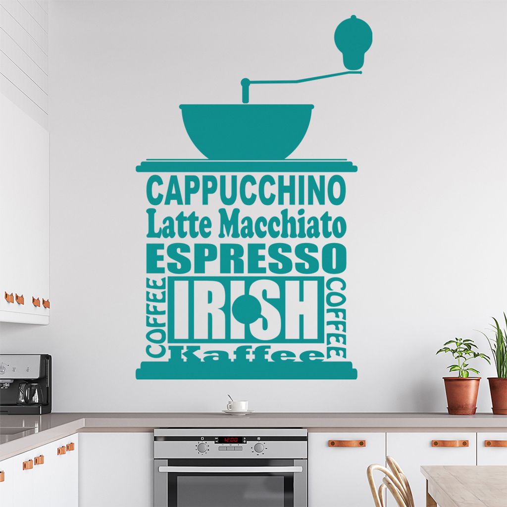 Kaffee Kaffeemaschine Wandtattoo in 6 Größen - Wandaufkleber Wall Sticker - Dekoration, Küche, Wohnzimmer, Schlafzimmer, Badezimmer