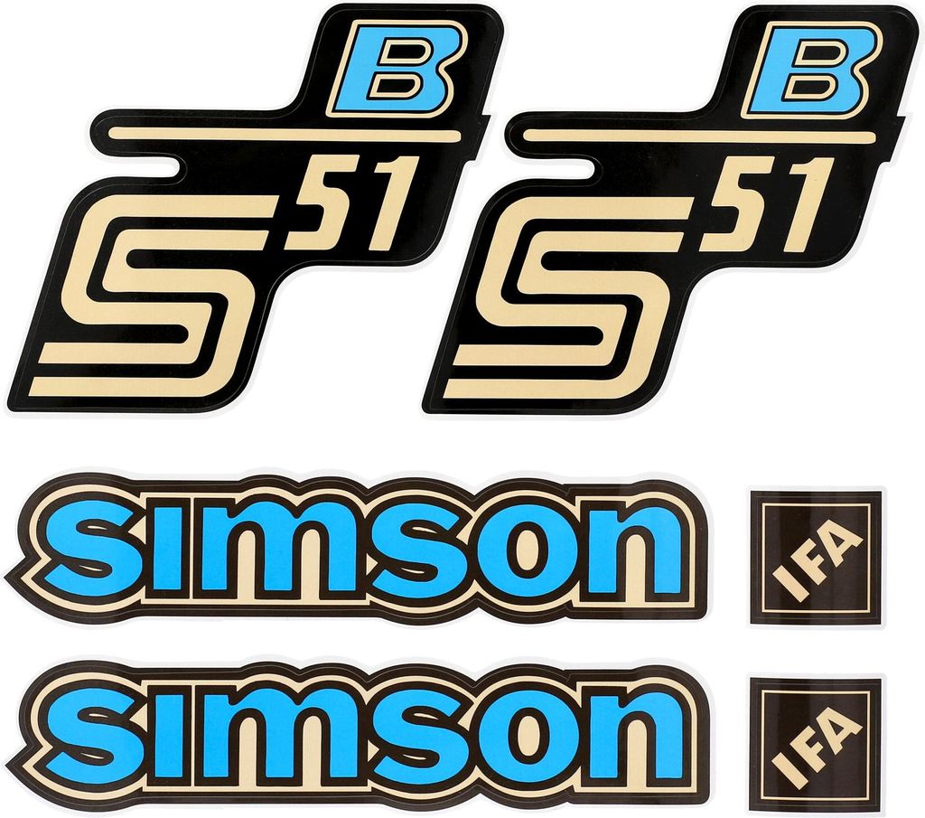 Set decorativo "B" 6 pezzi, blu - per Simson S51 Immagine del prodotto 