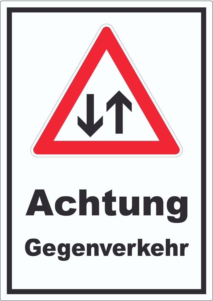 Aufkleber Achtung Gegenverkehr A2 (420x594mm)