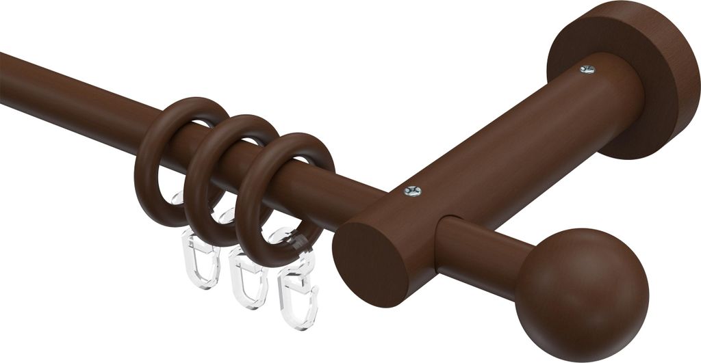 Interdeco Gardinenstange / Vorhangstange Nussbaum lackiert, Produktbild 