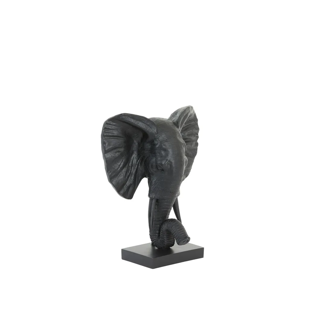 Statuette Éléphant Décorative Noire en Pose sur Pied pour Salon Chic