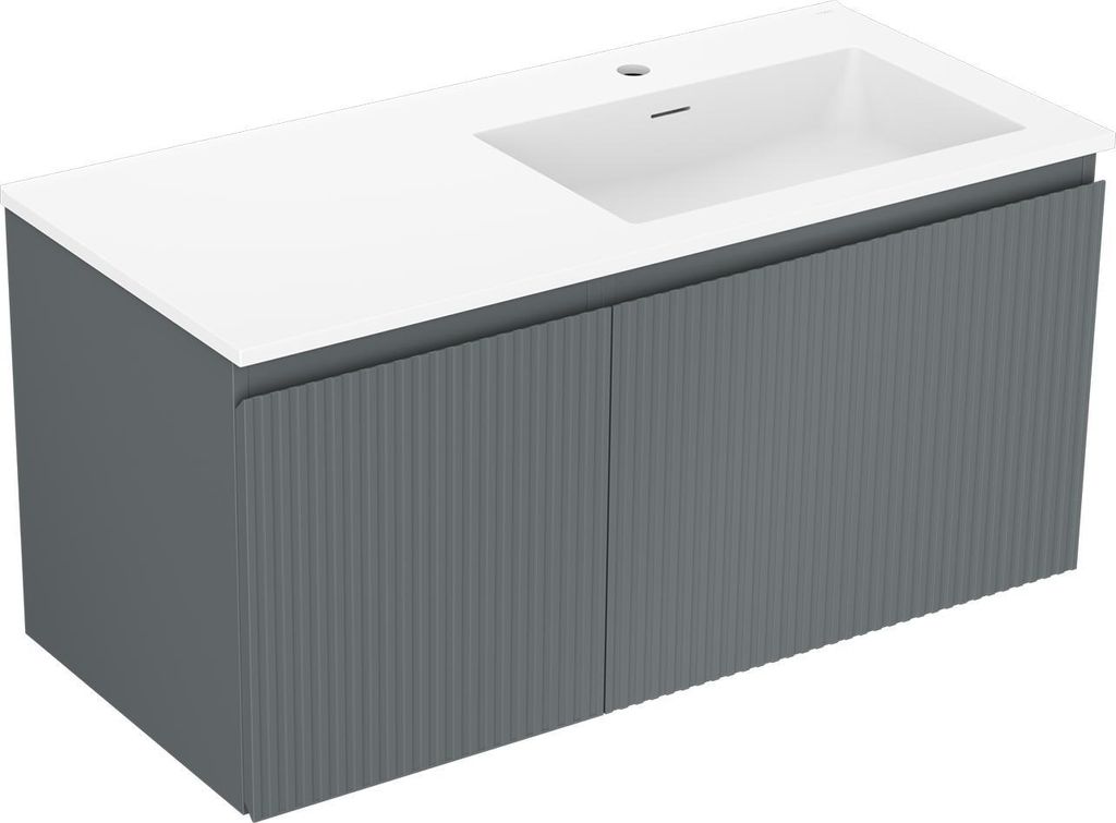 Mexen Orio Badezimmer-Unterschrank 90 cm mit Waschbecken Vela, 2 Schubladen, weiß glänzend - 91A10-09047-2-BFF00-W23M00