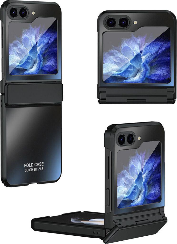 Hülle für Samsung Galaxy Z Flip 6 / Z Flip 7 FE Elektroplatte Hart PC Schutzhülle mit Scharnierschutz Schwarz
