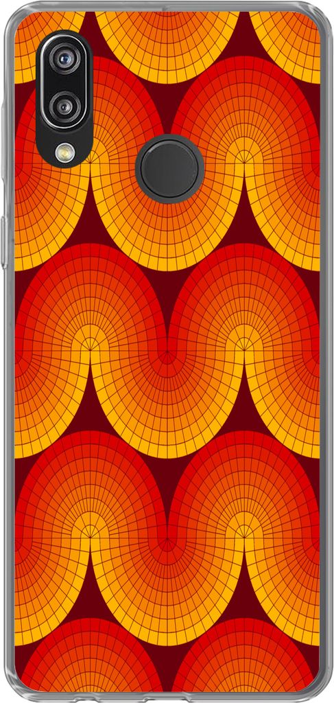 MuchoWow Handyhülle Schutzhülle Hülle für Telefoonhoesje Huawei P20 Lite (2020) Design - Retro - Rot - Abstrakt Silikon Softcase Handy Hülle...