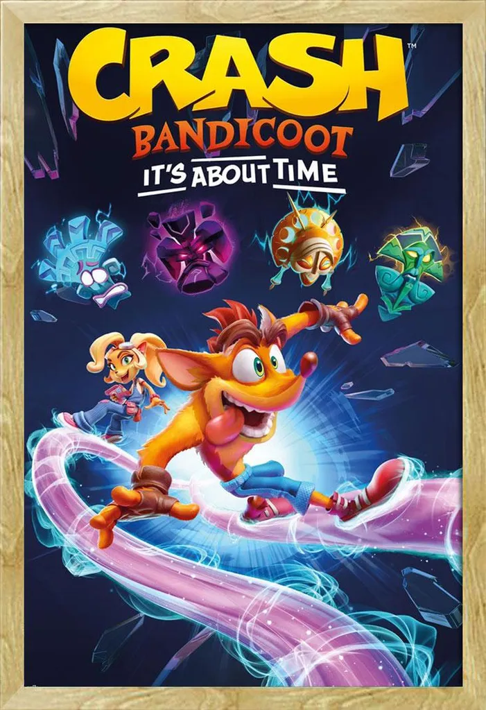 Crash Bandicoot - Poster - Si tratta di me + cornice rimovibile, Shinsuke® Maxi MDF faggio, disco acrilico