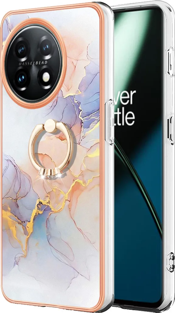 Cover OnePlus 11 Antiurto con Ring Holder Grigio - Silicone TPU