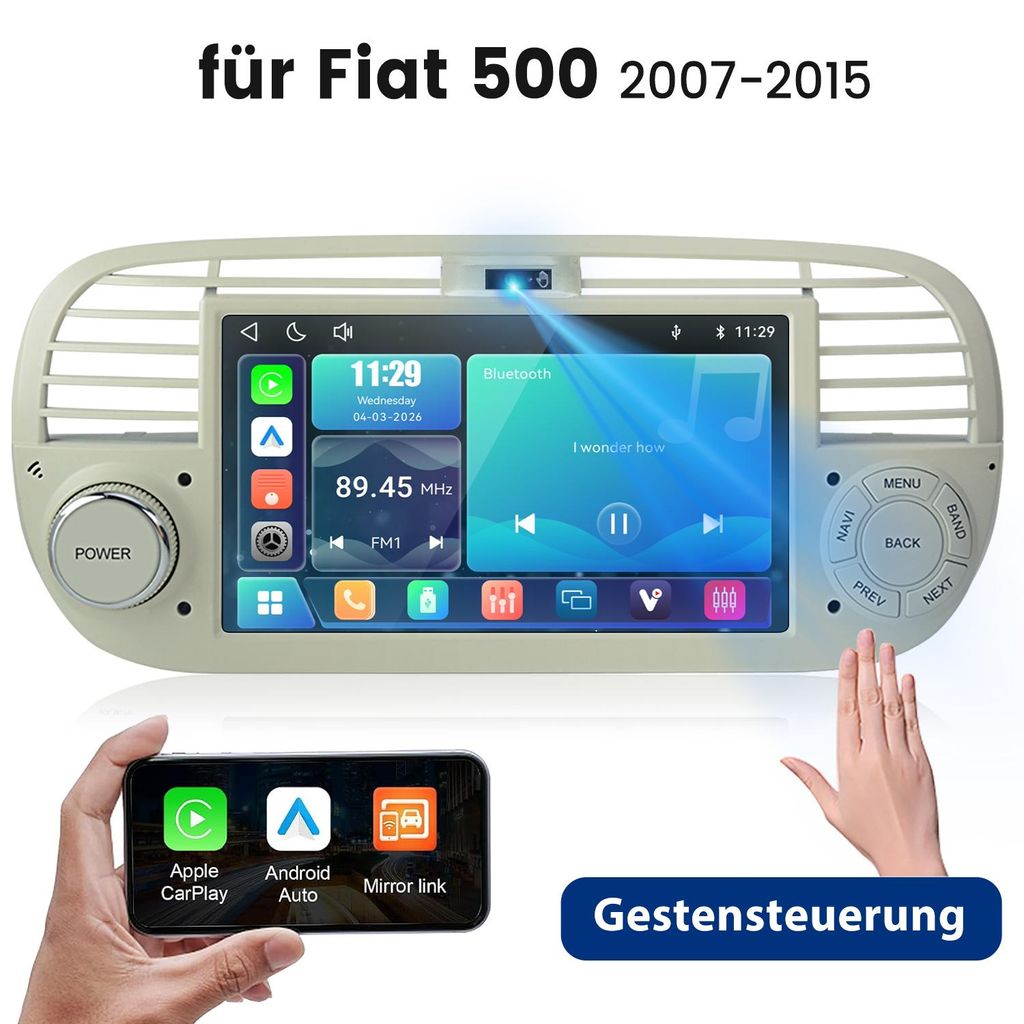 Carplay, Android Auto, 7-inch autoradio, geschikt voor Fiat Productafbeelding 