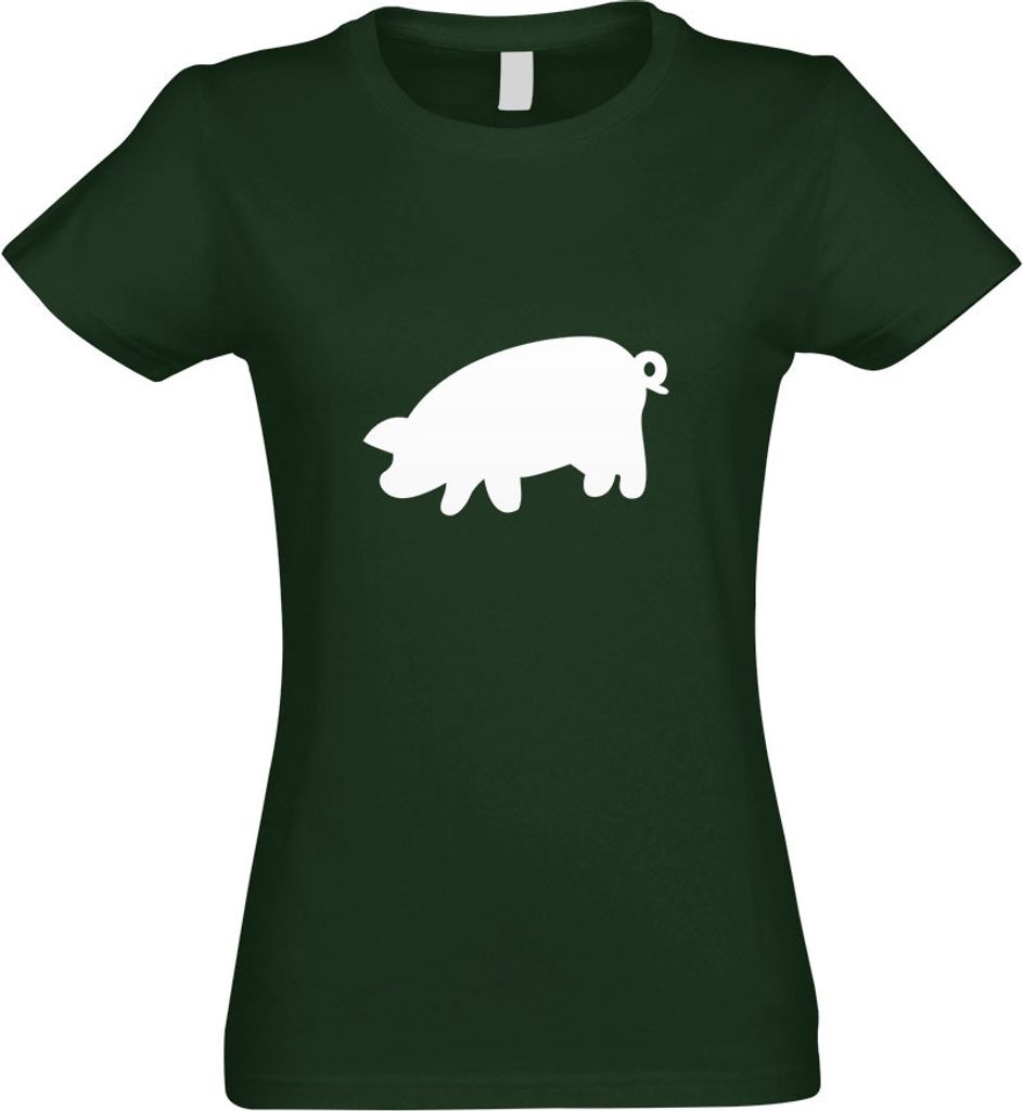 Kiwistar - T-Shirt tailliert - Damen - flaschengrün - Schwein mit Ringelschwanz - mit Motiv Bedruckt - Funshirt Design - Sport - Freizeit - Damen - L