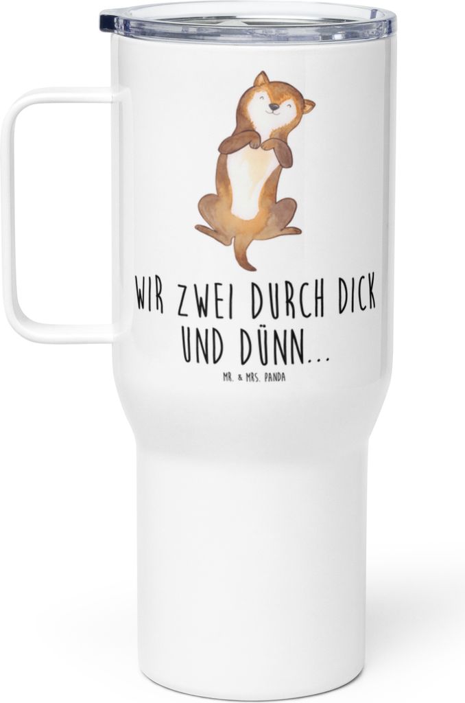 Mr. & Mrs. Panda Teetasse Hund Streicheln - Weiß - Geschenk, Großer Thermobecher, Teebecher, Hunde, Sprüche, Kaffee-to-go-Becher, Bauch, Bester ...