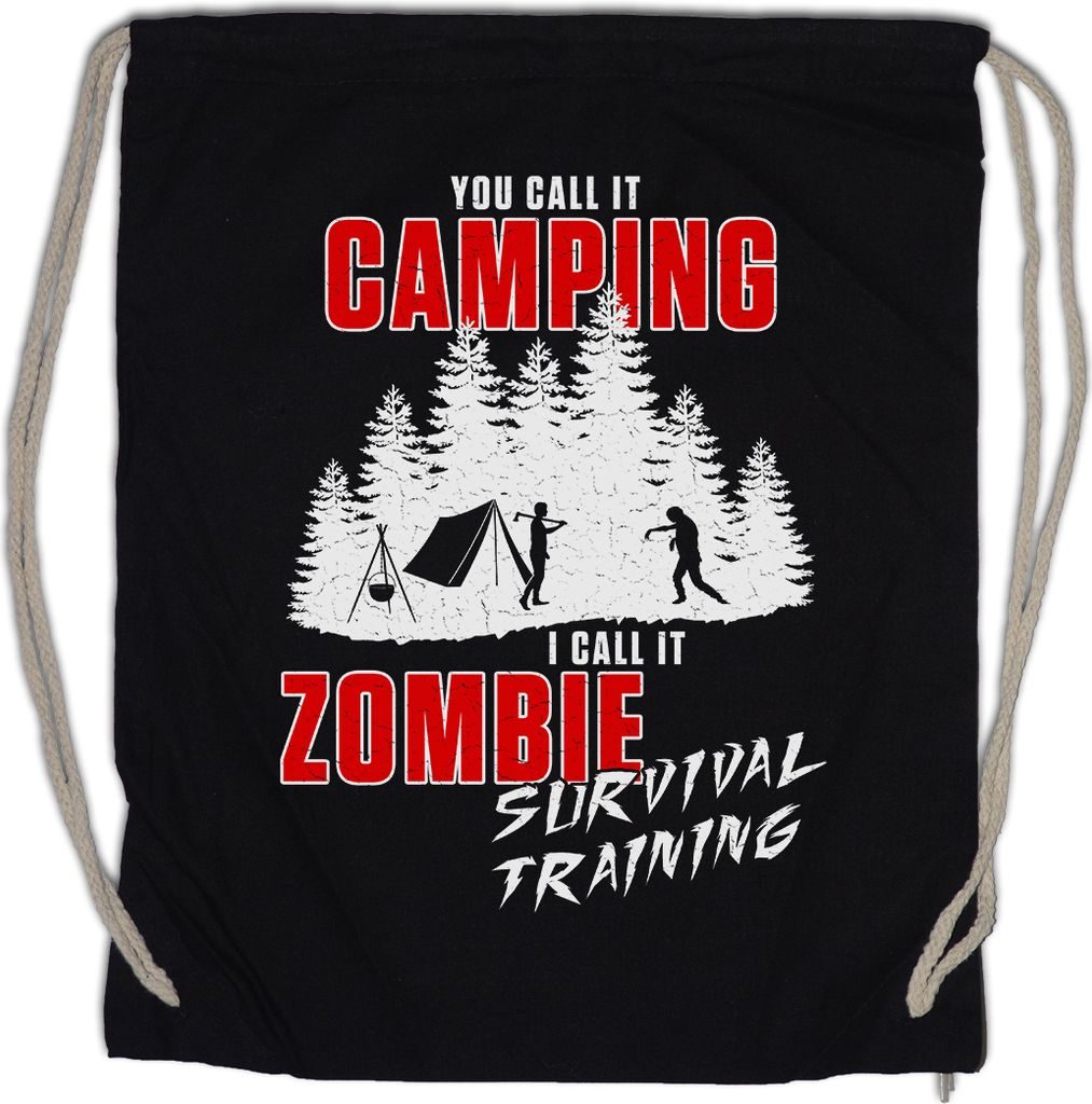 Urban Backwoods Zombie Survival Training, Turnbeutel, Farbe: Schwarz