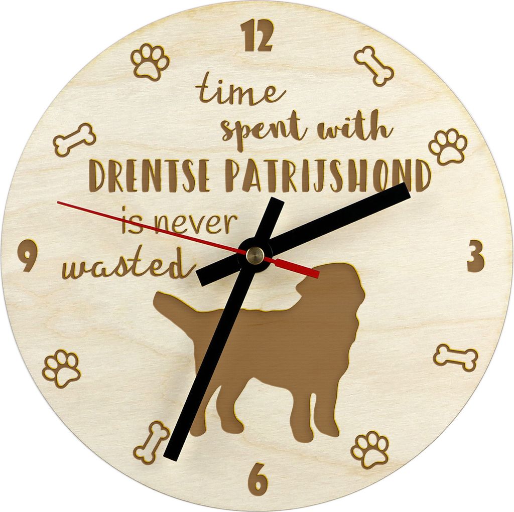 Drentscher Hühnerhund, Drentse Patrijshond - Uhr mit Hund, Holzuhr mit Gravur, personalisierte Uhr von Art-Dog