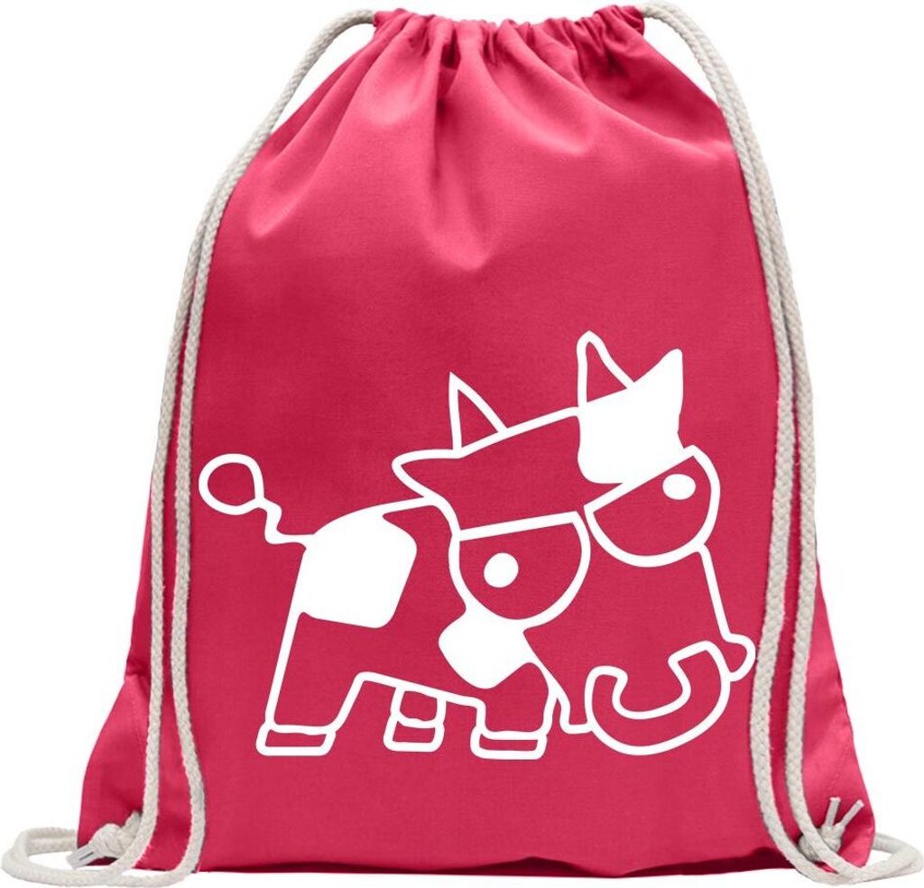 Kiwistar - Turnbeutel - pink - Drift Cow mit Text sauer Kuh - Fun Rucksack Sport Beutel Gymsack Baumwolle mit Ziehgurt