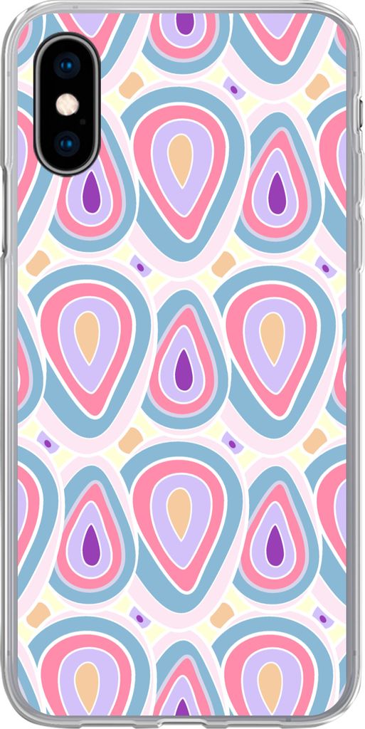 MuchoWow Handyhülle Schutzhülle Hülle für Telefoonhoesje iPhone X Muster - Achat - Retro - Lila Silikon Softcase Handy Hülle - Handyhülle