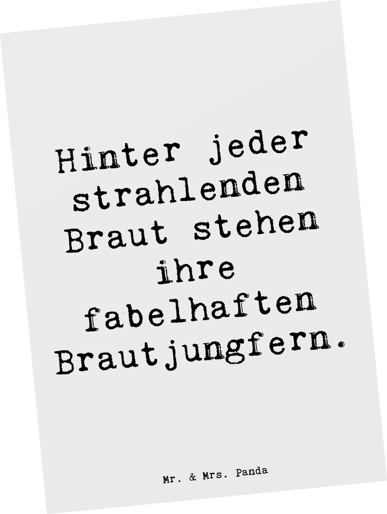 Mr. & Mrs. Panda Fotokarte Spruch Fabelhafte Brautjungfern - Weiß - Geschenk, Hingabe, Heiraten, Postkarte, Ansichtskarte, Ansichtskarten, Braut, ...