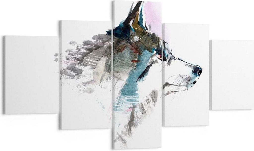 Bild auf Leinwand - Leinwandbild - Hund Illustration Fantasie - 125x70cm - Wand Bild - Wanddeko - Leinwanddruck - Bilder - Kunstdruck - Wanddekorat...