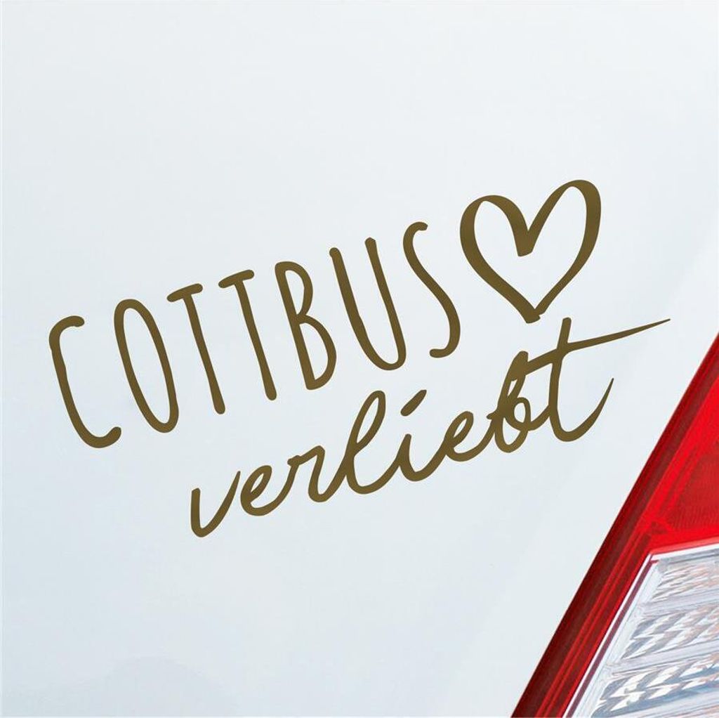 Auto Aufkleber Cottbus verliebt Herz Stadt Heimat Liebe Car 19x8 cm Gold Sticker Heckscheibenaufkleber