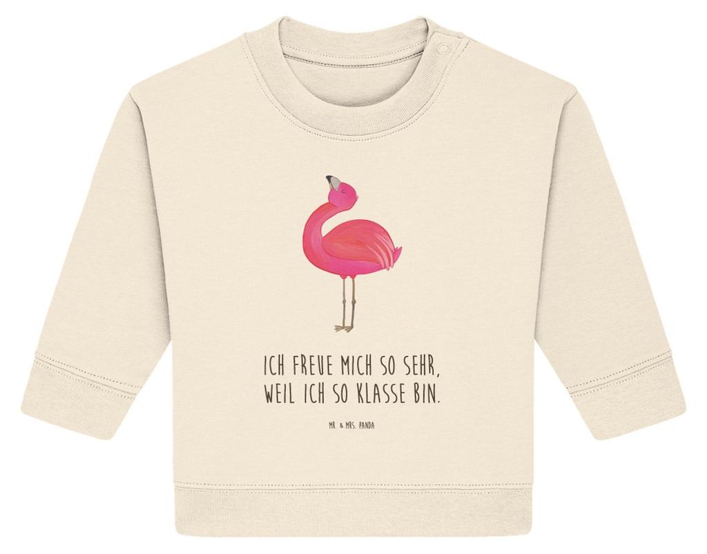Mr. & Mrs. Panda Organic Baby Pullover Flamingo Stolz 24. - 36. Monat - Natural Raw - Geschenk, Mama, Bullover, Freude, Rosa