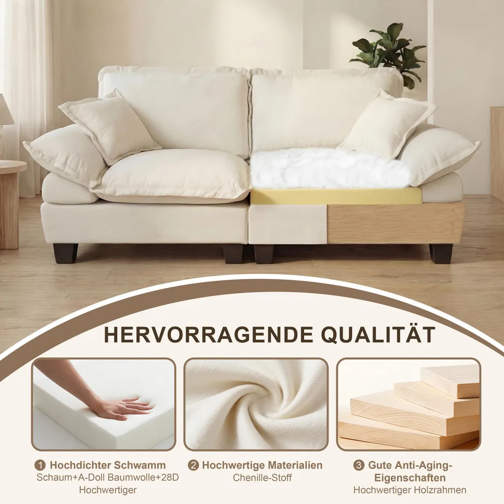 Canapé d'angle salon et appartement, sofa beige modulable gain de place