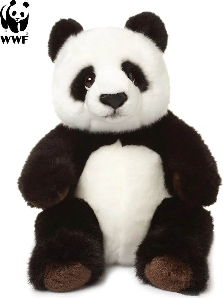 WWF Peluche Panda Assis 22cm - Doudou Ours Panda Réaliste de Collection