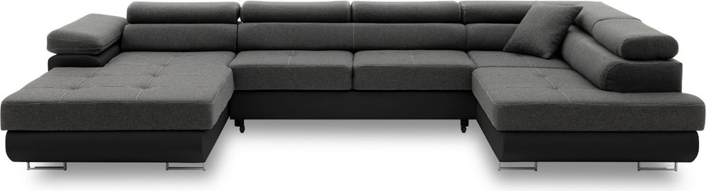 Ecksofa Rigatto II PRO mit verstellbaren Kopfstützen! Modernes Ecksofa mit Schlaffunktion und Bettkasten. LUX 06 + REAL 11 LINKS