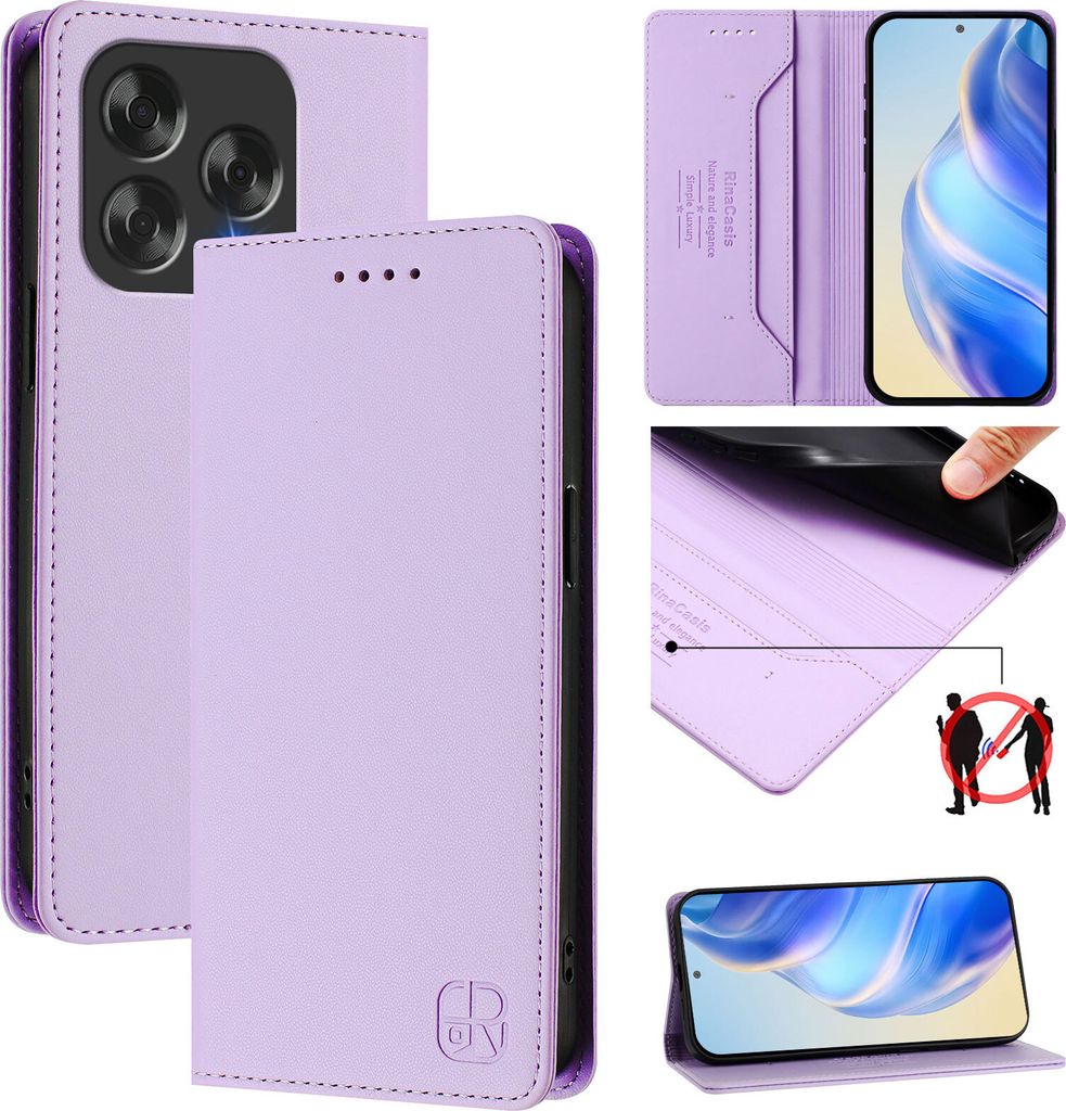 Lederhülle für ZTE Blade V70 Design Hülle Flip Brieftasche Kartenfächern Ständer Schutzhülle Violett