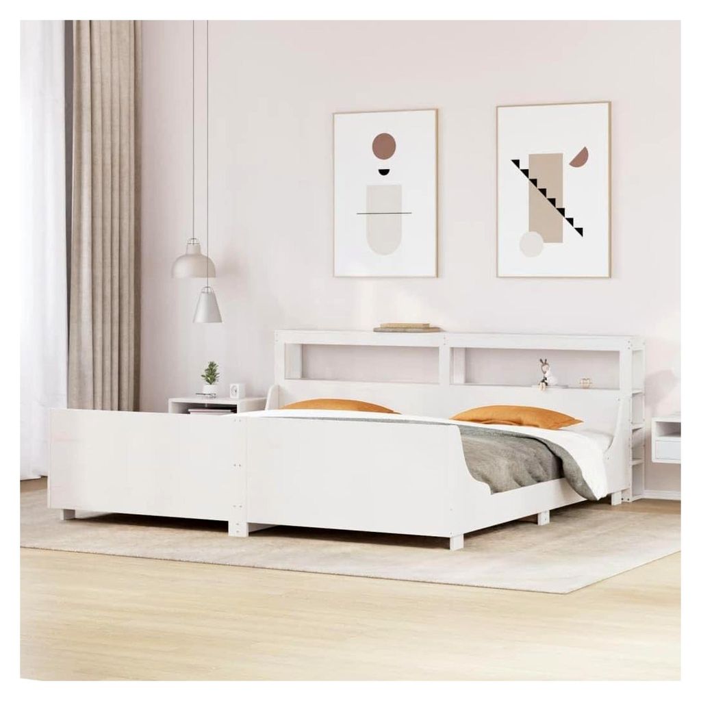 Bettgestell ohne Matratze Weiß 200x200 cm Massivholz Kiefer