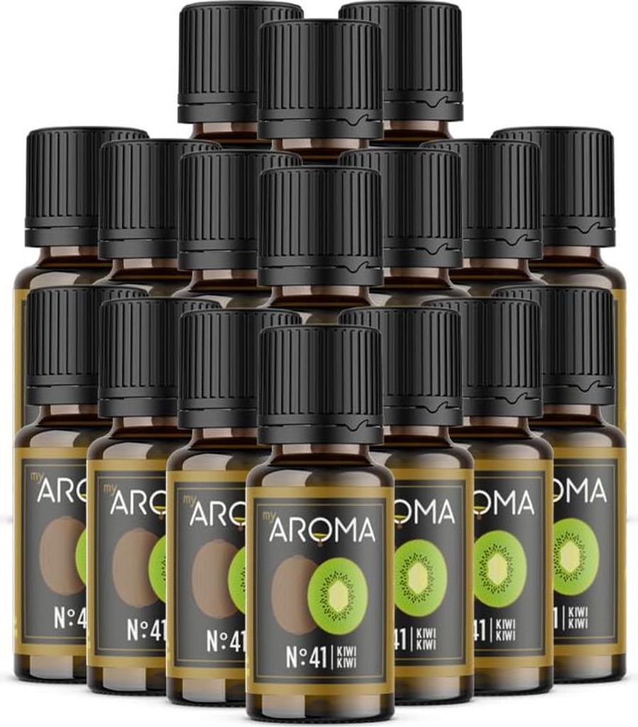 myAROMA Flavour Drops – Kiwi 17x10ml, Zuckerfreie und Kalorienfreie Aromatropfen, Vegan, Natürliches Lebensmittelaroma ohne Künstliche Farbstoffe