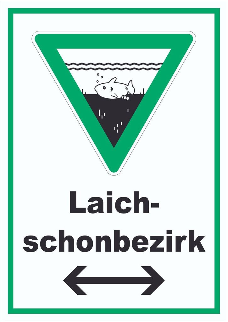 Laichschonbezirk Richtungspfeil links und rechts Schild A1 (594x841mm)